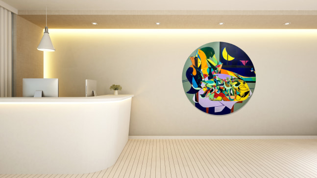 Michael Gallagher, Studio I 65&quot; Diameter  Acrylic On Panel  $8,200