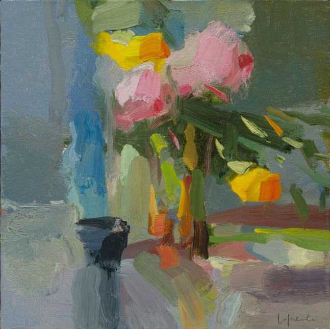 Christine Lafuente, Peonies and Yellow Roses  10&quot; x 10&quot;  Oil On Linen