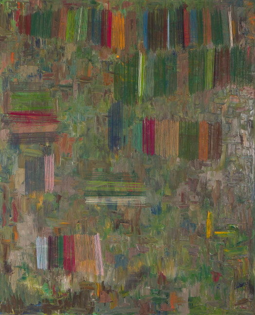 Natasha Das, Untitled Green  60&quot; x 48&quot;  Oil And Thread On Canvas