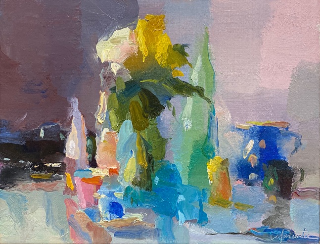 Bottles Teacups And Roses  11&quot; x 14&quot;  Oil On Linen