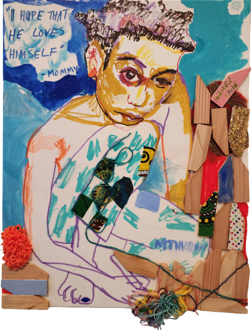 Beautiful Child  20&quot; x 16&quot;  Mixed Media