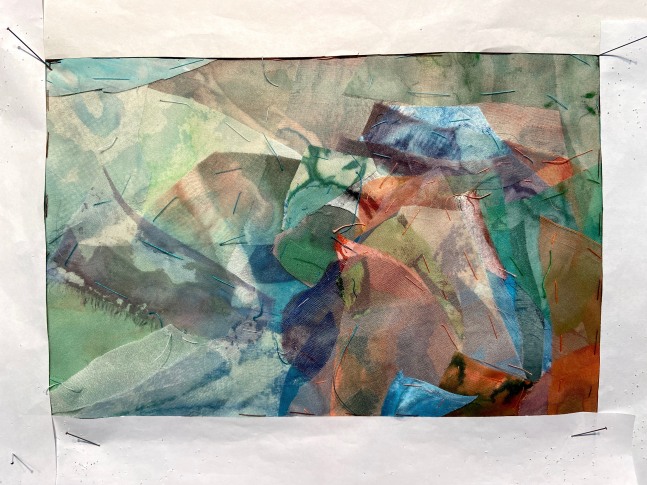 Image 2: Early Light, Fabric pieces basted in place