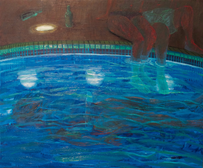 Leigh Werrell, Night Swim 25.5&quot; x 21&quot;  Oil On Panel