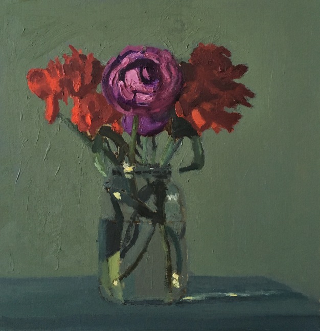 Giovanni Casadei, Red and Purple 10.5&quot; x 10&quot;  Oil On Panel
