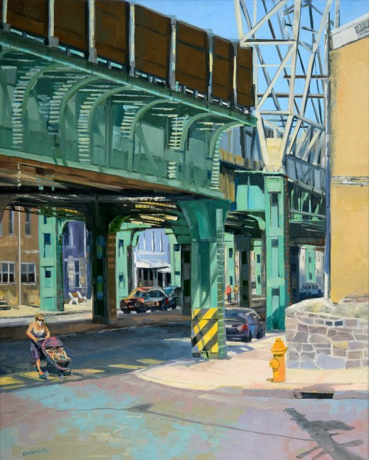 Elaine Lisle, Under The Elevated  30&quot; x 24&quot;  Oil On Canvas
