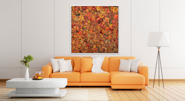 Rebecca Segall, Marigold Marigold 60&quot; x 60&quot;  Cut Paper On Panel  $8,600