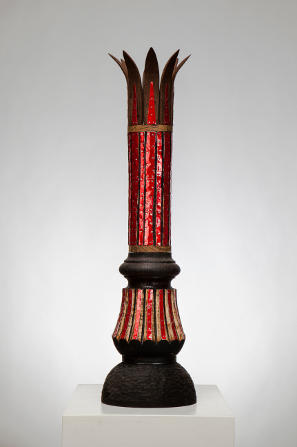 Red  25&quot; x 7&quot; x 7&quot;  Found And Carved Woods, Recycled Soda Cans And Nails