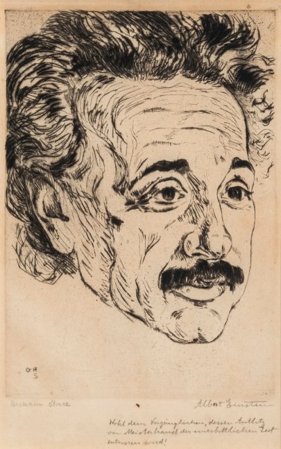 Hermann Struck, Portrait of Albert Einstein, c. 1918
Etching, 5.51 by 7.87 inches (14 by 20 cm)
&amp;nbsp;