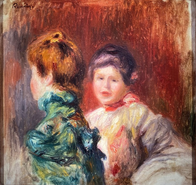 Pierre Auguste Renoir, Deux Jeunes Filles au verte et

en rose, c.1895, oil on canvas, 32 x 33.3 cm