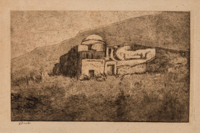 Hermann Struck, Tomb in Tiberias, 1905
Etching, 8.7 by 5.35 inches
(22.1 by 13.6 cm)
Framed: 17 3/4 x 13 3/4 inches
(Inv# HS2483)