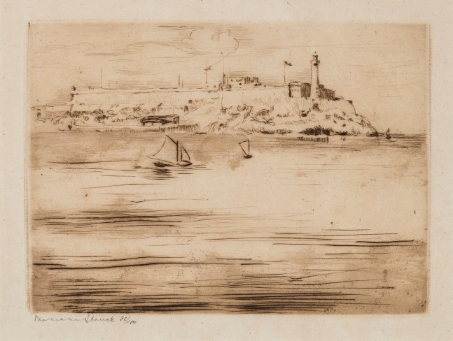 Hermann Struck, Havana Castello Morro, 1913
Etching, 7.48 by 5.43 inches
(19 by 13.8 cm)
Framed: 17 3/4 x 13 3/4 inches
Edition 32 of 100
(Inv# HS1813