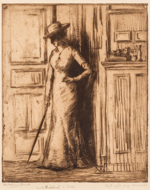 Hermann Struck, Woman holding parasol
Etching, 10.55 by 12.8 inches
(26.8 by 32.5 cm)
Framed: 19 x 22 inches
(Inv# HS3091)