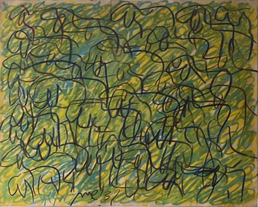 Menashe Kadishman, On the Beach, crayons on paper