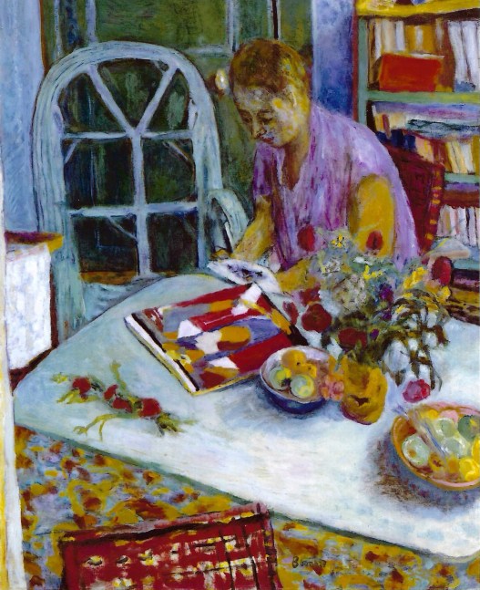 Pierre Bonnard, Femme assise dans une bibliotheque

regardant une revue, 1925, oil on canvas, 41 1/4 x 35 3/4 inches