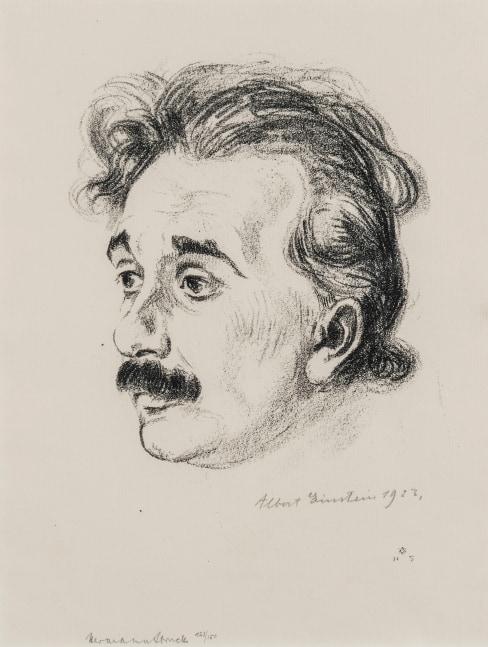 Hermann Struck, Albert Einstein, 1923
Lithograph, 7.48 by 9.65 inches
(19 by 24.5 cm)
Framed: 13 3/4 x 16 inches
Edition 123 of 150
(Inv# HS1050.1)