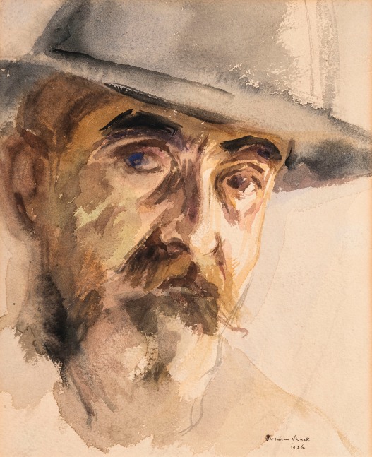 Hermann Struck, Self Portrait, 1926
Watercolor on paper, 8.9 by 10.91 inches
(22.6 by 27.7 cm)
Framed: 14 1/4 x 16 inches
(Inv# HS3413)