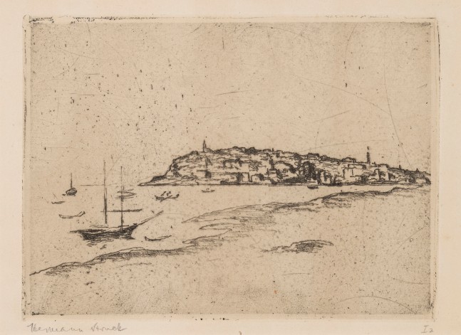 Hermann Struck, Jaffa
Etching, 7.68 by 5.51 inches
(19.5 by 14 cm)
Framed: 17 3/4 x 13 3/4 inches
Edition I 2 of 30
(Inv# HS2694)