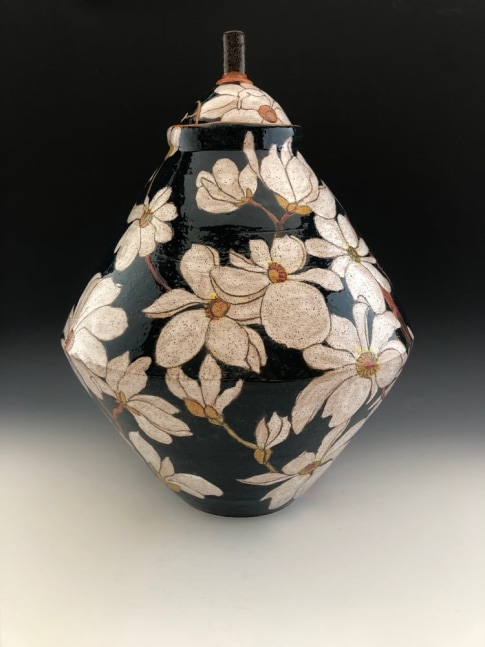 Magnolia Flower Jar in Blue
Wheel-thrown and hand-painted stoneware
10&amp;quot; x 15&amp;quot; x 10&amp;quot;
2021