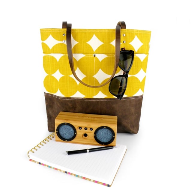 Urban Tote in Yellow Dot
Handprinted linen and leather
11&amp;quot; x 12&amp;quot; x 3&amp;quot;
2018