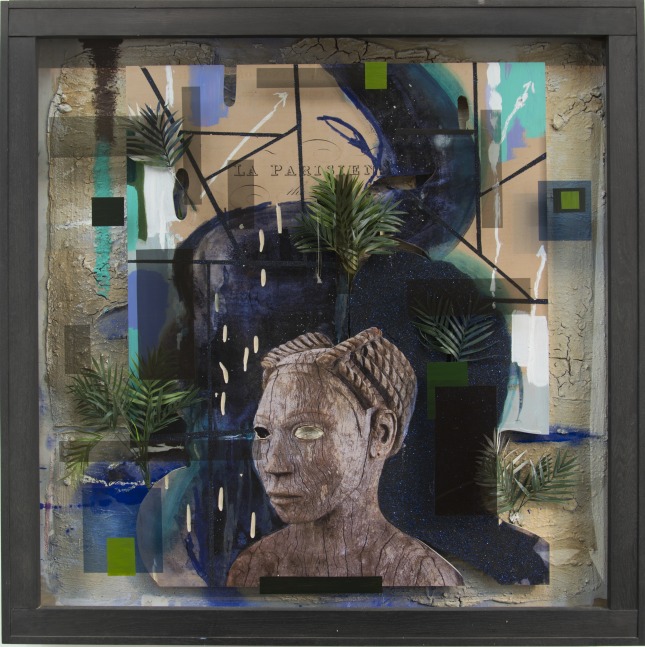 Madagascar 1, 2016
Mixed media including collage elements, paint, glass on panel
60 x 60 x 5 3/8 inches