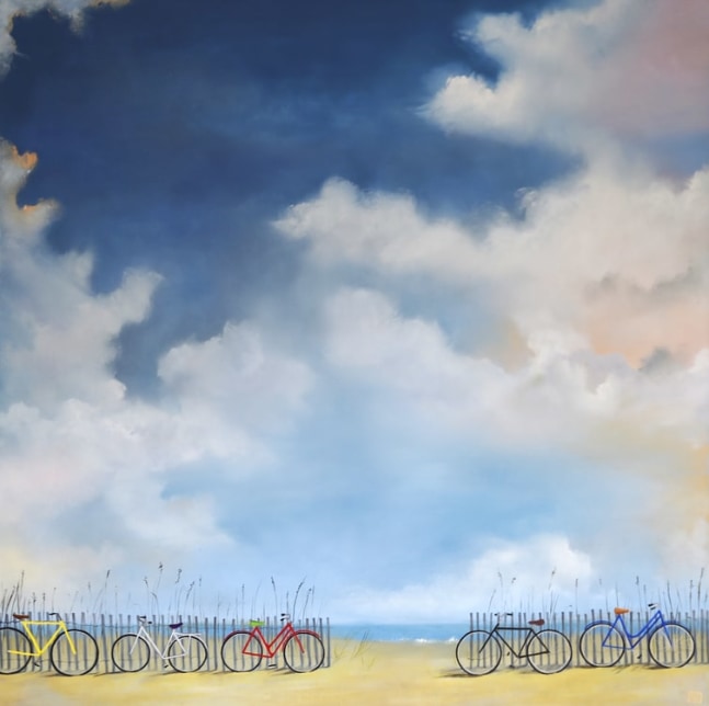 Beach Bikes
Oil on canvas
36&amp;quot; x 36&amp;quot; x 2.5&amp;quot;
2020