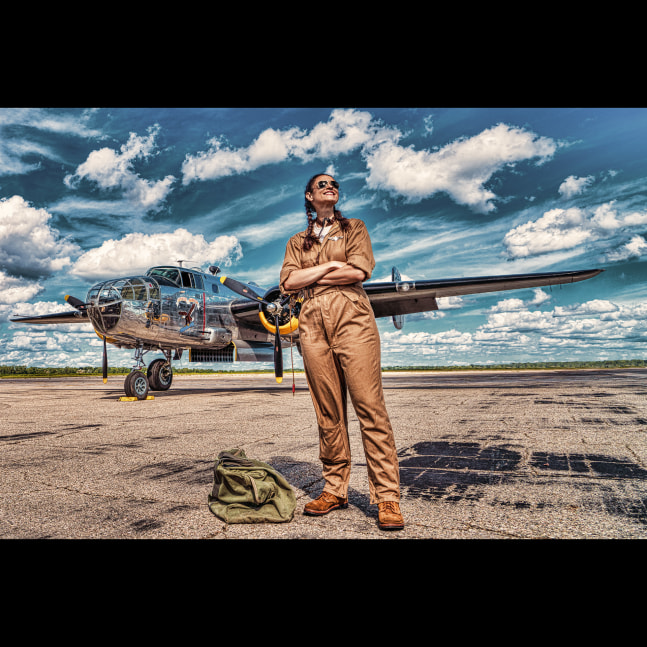 WASP With Her B-25 

Photography

16&amp;quot; x 24&amp;quot; x 1&amp;quot;