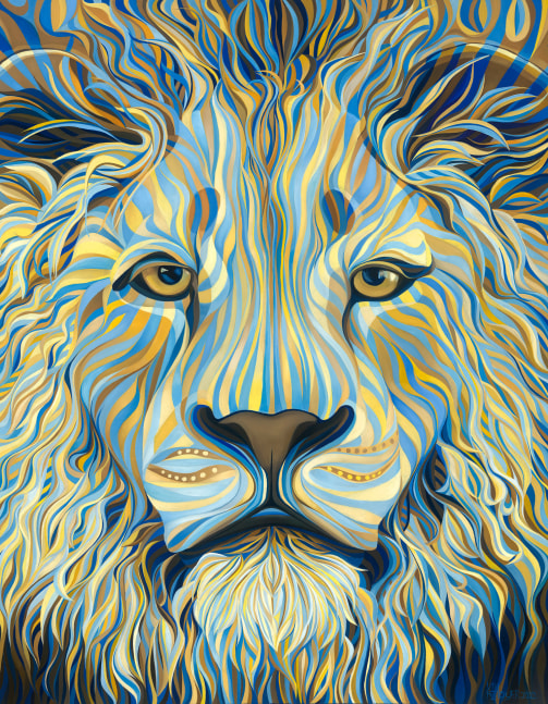 Blue &amp;amp; Yellow 

Lion oil on canvas

54&amp;quot; x 42&amp;quot; x 1.5&amp;quot;