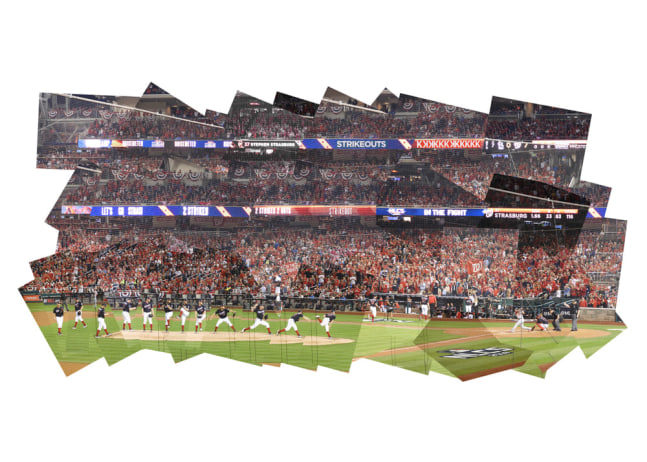 174 - Strasburg Fans a Dozen - 2019 NLCS Game 3
Photography
24&amp;quot; x 18&amp;quot; x 1&amp;quot;
2019
48 individual photos taken over 1 day collaged together to make one scene