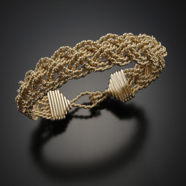 Sailor&amp;rsquo;s Knot Bracelet in Coils
14 karat rolled gold wire
7&amp;quot; x 1.25&amp;quot; x .25&amp;quot;