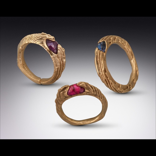 Cuttlefish inclusion cast gold rings
1&amp;quot; x 1&amp;quot; x 0.25&amp;quot;