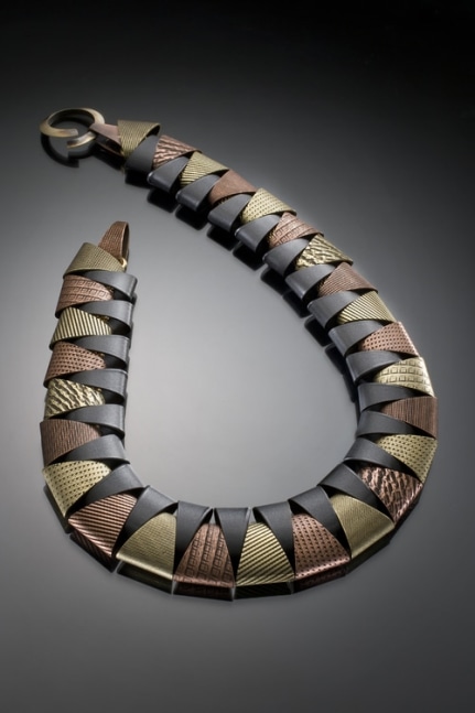 PN4 TRI
brass tubing cut, textured, electroplated and enameled then constructed
18&amp;quot; x 1&amp;quot; x 1&amp;quot;
2018