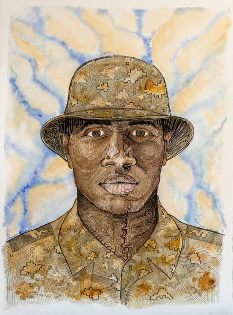 Ranger Portrait 2 

Watercolor on watercolor paper with micron pen and sharpie

30&amp;quot; x 23&amp;quot; x 0&amp;quot;