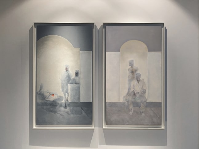 Color of blood is the same, 2021
Oil, acrylic, paper pulp, pigmented ink, canvas, board
67.50&amp;Prime; x 80.5&amp;Prime; (overall) | &amp;nbsp;67.50&amp;Prime; x 39.25&amp;Prime; (Each of 2)