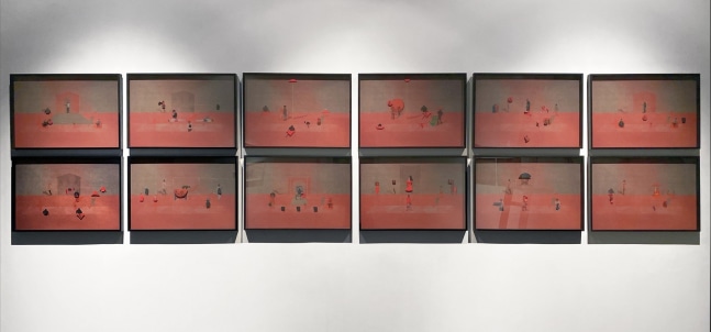 Daily theater to feed a family I - XII, 2019
Watercolor, gouache, ink, archival pigment, graphite, collage, archival paper
16.5&amp;rdquo; x 24.5&amp;rdquo;&amp;nbsp; (Each of 12)