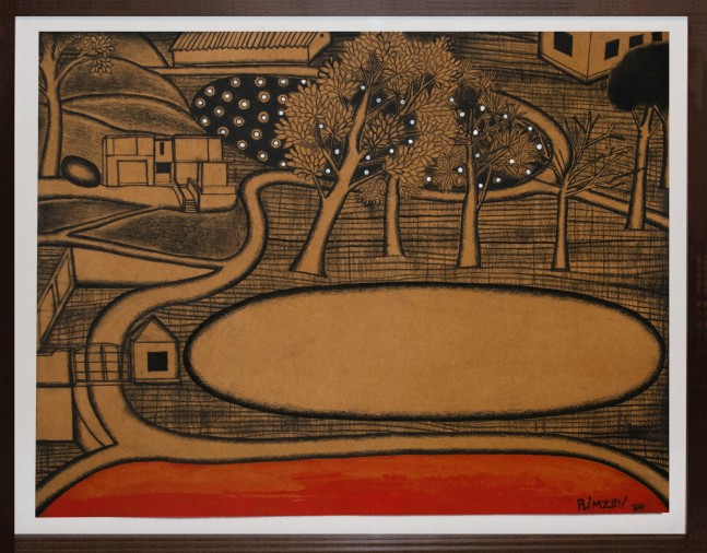 N.N. Rimzon
A Lake at the Hill Resort,&amp;nbsp;2020
Charcoal and acrylic on paper
16 1/4&amp;Prime; x 21 1/4&amp;Prime; | Framed 19&amp;Prime; x 24 1/4&amp;Prime;&amp;nbsp;
TG# 4675