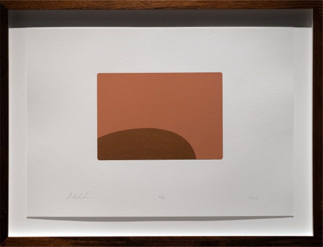 Alwar Balasubramaniam
L.S. VIII, 2021
Silkscreened earth
Edition of 9
Paper 11.75&amp;rdquo; x 16.5&amp;rdquo; | Image 5.5&amp;rdquo; x 7.5&amp;rdquo;
Framed 15&amp;rdquo; x 19.5&amp;rdquo;
TG# 4384