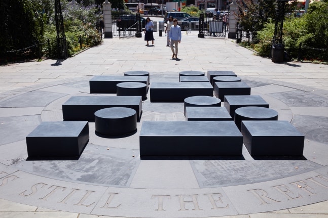 Installation view of sculpture by Adam Pendleton