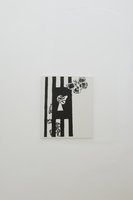 Installation view of Joe Bradley painting and sculpture exhibition