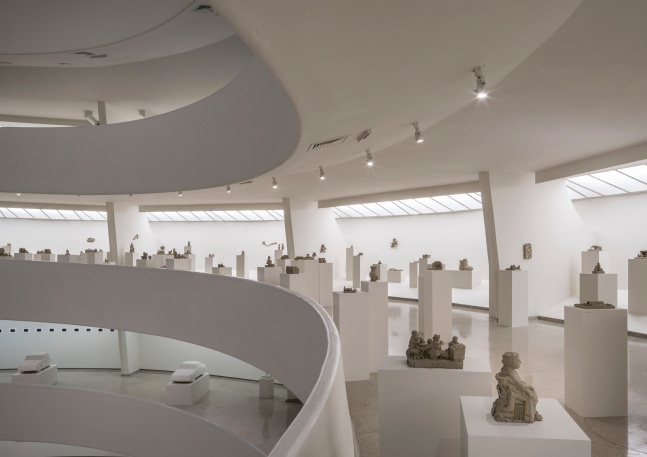 Installation view of sculptures by Peter Fischli and David Weiss