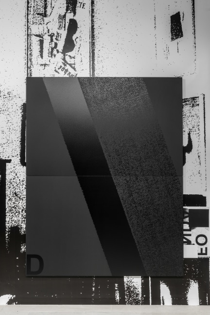 Installation view of paintings by Adam Pendleton