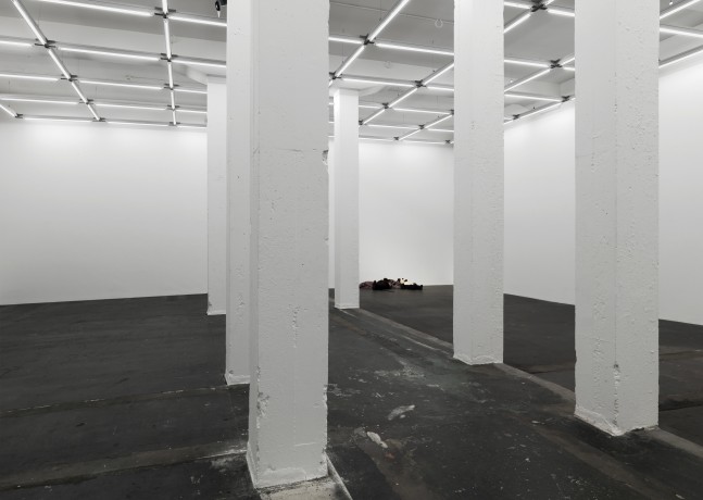 Installation view of Peter Fischli David Weiss film and sculpture exhibition