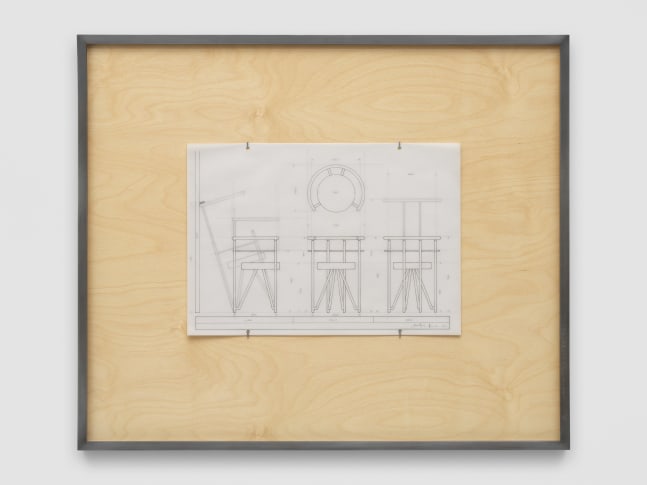 NLF / CH01 2020 Patinated steel, stained plywood, pen, tracing paper 75.5 x 64 x 4 cm / 29 5/8 x 25 1/4 x 1 5/8 in