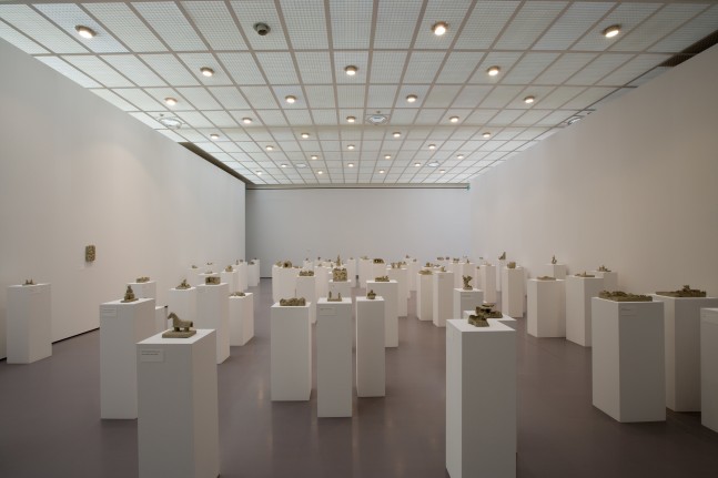 Installation view of sculptures by Peter Fischli and David Weiss