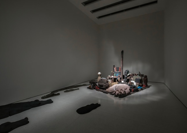 Installation view of sculptures by Peter Fischli and David Weiss