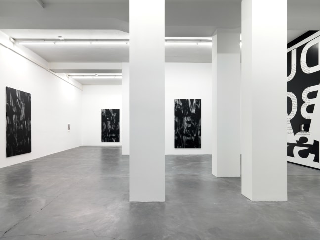 Installation view of Adam Pendleton wall-based works