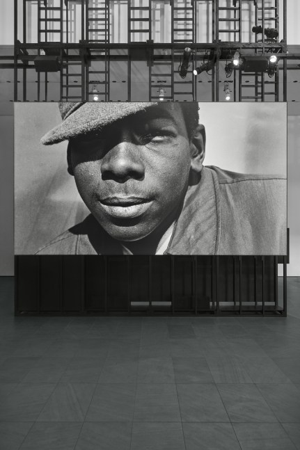 Installation view of paintings by Adam Pendleton