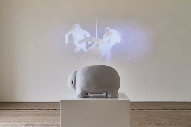 Installation view of sculptures by Peter Fischli and David Weiss