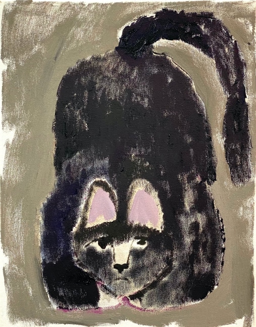 Morgan Hobbs, Scaredy Cat - Gray And Black  10&quot; x 8&quot;  Oil On Canvas