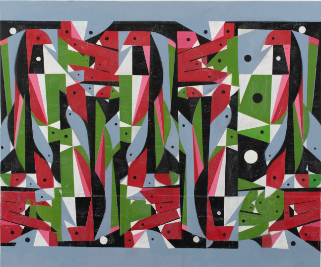 Flock 11 (Pink and Green 2)  60&quot; x 72&quot;  Acrylic On Canvas On Panel