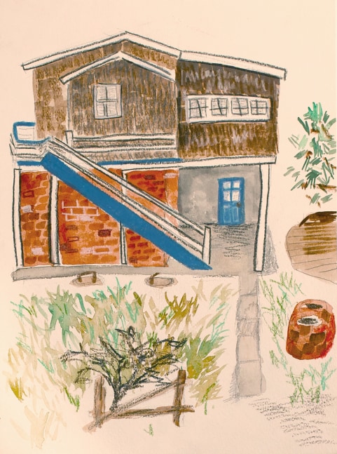 Julia Lauren Fox, Association (Janna's House) 12&quot; x 9&quot;  Watercolor And Colored Pencil On Paper